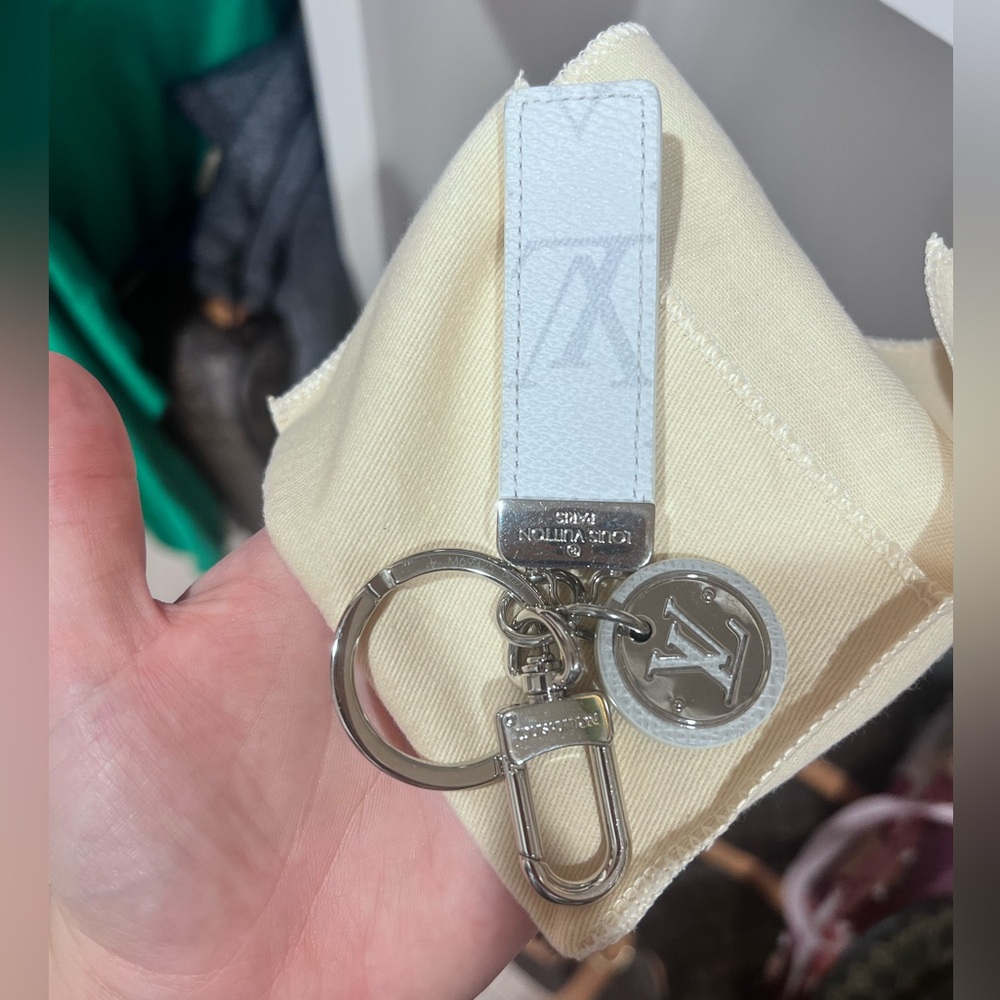 Louis Vuitton Monogram Key Chain in White and Silver